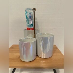 Vanity Organizer Iridescent  Makeup Brush Holder Set! Glass Storage